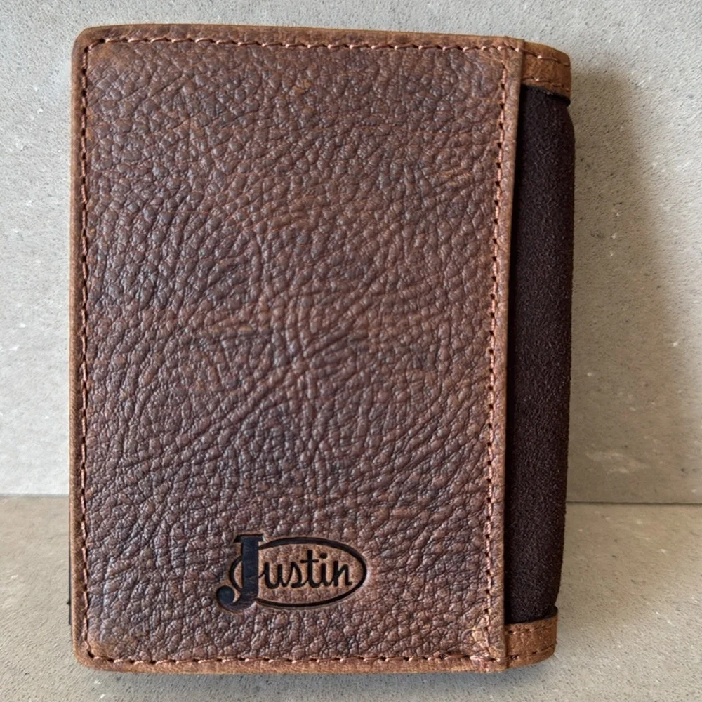 Justin Front Pocket Wallet Genuine Leather New in Box